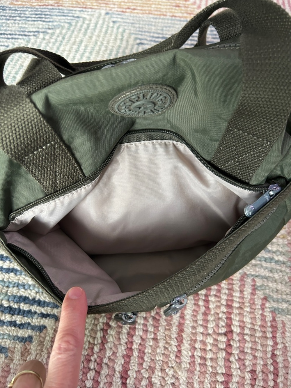Kipling Olive Green Klara Satchel - Picture 3 of 6